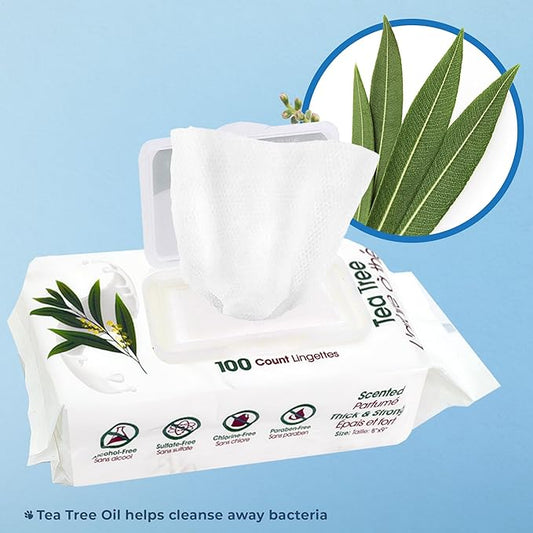 Best Pet Supplies 8" x 9" Large Dog Wipes - Cleaning and Deodorizing for Paws and Coat - Gentle Formula with Tea Tree Vitamin E for Puppies and Cats - 400 Count