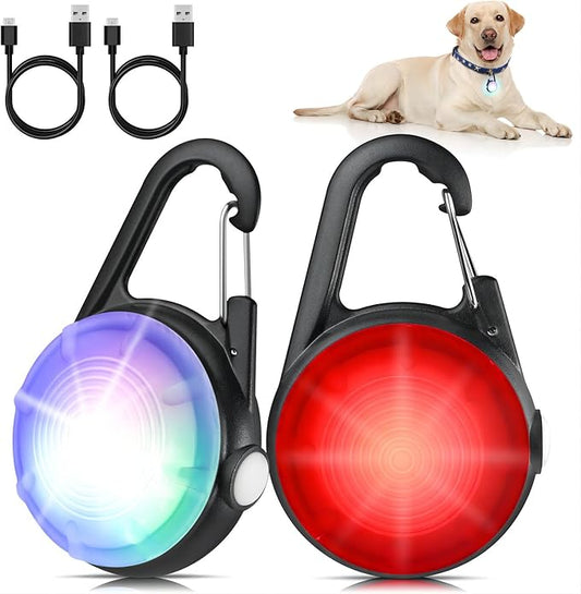4 Modes Dog Collar Light，2 Packs IP68 Waterproof Dog Lights for Night Walking, USB Rechargeable Pet LED for Nighttime Clip on (Black)