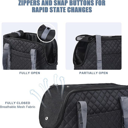 Dog Purse Carrier for Small Dogs, Soft Sided Pet Carrier with Pockets, Foldable Dog Carrier Purse for Puppy, Rabbit, Cat, Washable Breathable Pet Carrier, Dog Carrier Bag for Outdoor Shopping Travel