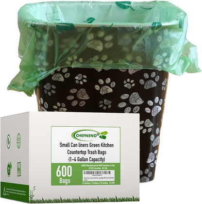 T-shirt Biodegradable Green Plastic Bag (600 ct.) Small Can Liners Thank You Grocery Shooping Size Doggy Poop Bags Compatible with Arm & Hammer Swivel Bin & Rake pooper scooper Multipurpose Bags