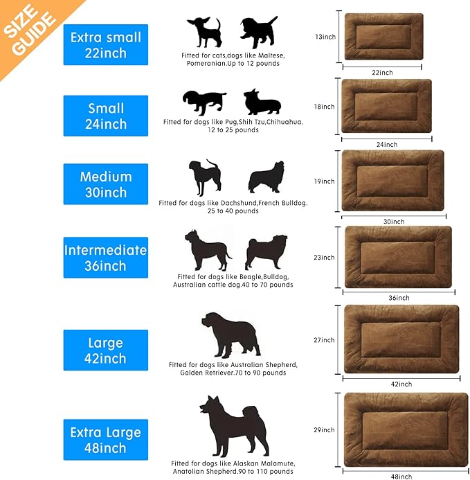 Dog Beds Crate Pad for Large Dogs Ultra Soft Dog Crate Bed Washable & Anti-Slip Kennel Pad for Dogs Cozy Sleeping Mat,Brown 42inch
