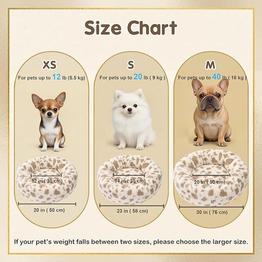 Avont Donut Dog Bed, Round Calming Pet Bed for Small and Medium Puppy Cats, with Removable Cover, Circle-Shaped, Anti-Anxiety, Cozy & Washable -XS