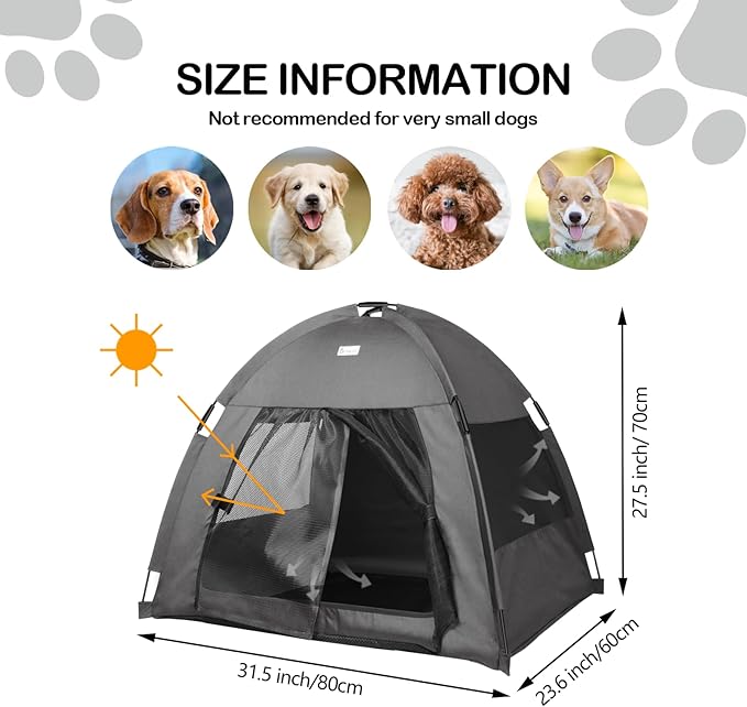 Cat Tent Outdoor/Indoor, Cat and Dog Waterproof Tent House, Outdoor Dog Bed Washable, Indoor/Outdoor Cave Nest Bed Small Dog Tent for Cat, Bunny and Small Animal (Gray, L)