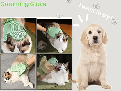 Dog Grooming Kit 9pcs Dog Brush for Shedding- Self-Cleaning Slicker Brush,Grooming Glove,Cat Comb,Pet Toothbrush,Towel & Travel Bag – Ideal for Long & Short Hair Pets