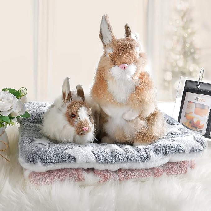 Small Animal Bed Mat, Soft & Warm, Suitable for Guinea Pig, Hamster, Rabbit, Rat and Bearded Dragon (X-Large(13.3''x9.4''), Heart Brown)