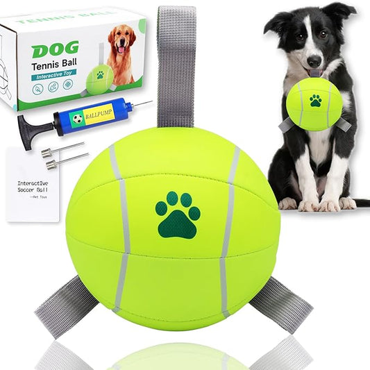 Magicorange 6 inch Dog Ball, 1 Pack Dog Tennis Balls Interactive Pet Ball for Tug of War & Water Play,Herding Balls for Medium & Large Dogs (Yellow,)