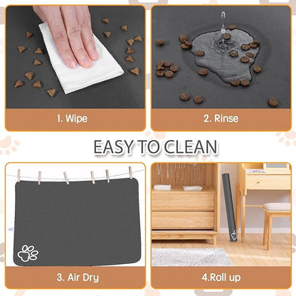 Dog Food Mat, Largest Absorbent Dog Mat for Food and Water, Non Skid Cat Bowl Mat, No Stains Quick Dry Pet Water Dispenser for Messy Drinkers (36.5"x24.5")