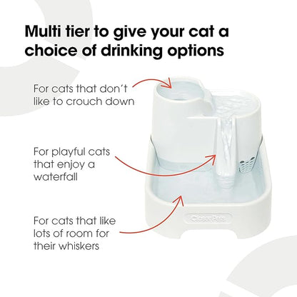 Cat Mate Multi-Level Pet Water Fountain (335) - BPA and BHT Free 3-Stage Filter, for Cats & Small Dogs, Quiet and Hygienic Drinking Fountain, 70 fl. Oz Capacity