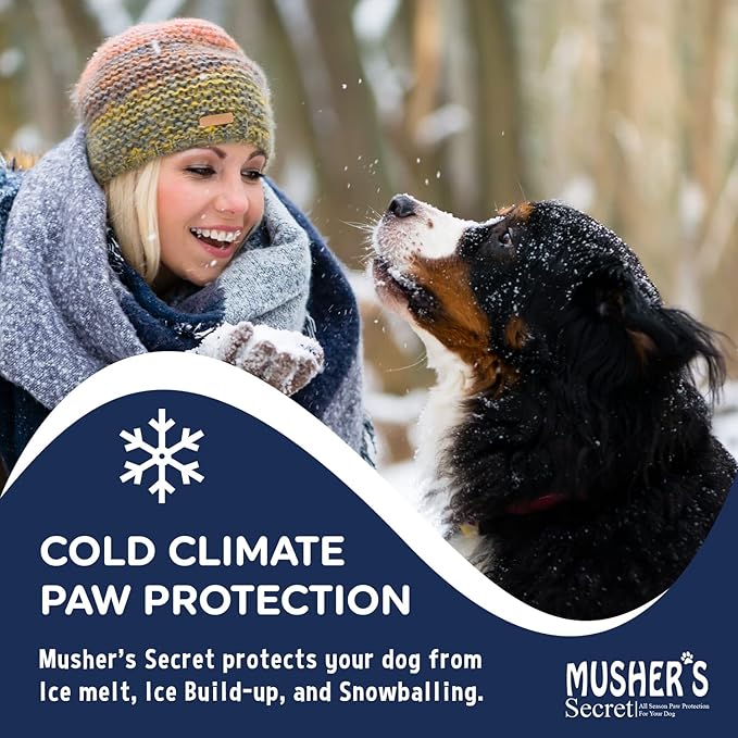 Musher's Secret Dog Paw Wax 60g – Moisturizing Dog Paw Balm – Helps Protect & Heals Cracked Paws – Creates an Invisible Paw Protectors Barrier – All-Natural Nose & Paw Balm with Vitamin E