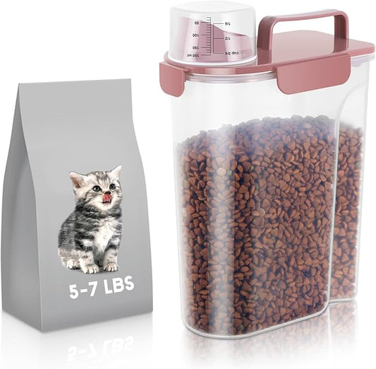 5Lbs Airtight Cat Dog Food Storage Container with Upgraded Large Nozzle BPA-Free, Pet Food Storage Containers for Rice, Grain, Pet Food, Flour, Dog Treat Storage (Pink, 5L-1pack)