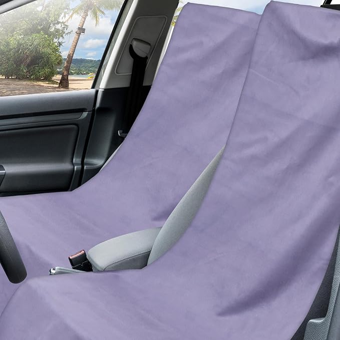 2 Pack Car Seat Towel Cover and Athletic Running Towel with Storage Bags, Sweat Washable Gym Seat Protector Non Slip for Dog Pet Workout Running Outdoor Sport Activities(Pure Gray)