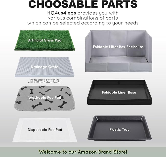 Dog Litter Box, Pee Pad Holder Foldable, Indoor Dog Potty Tray for Puppy & Medium Dogs, High Walls, Seamless, No Assembly, Waterproof, Easy to Clean, No Spill,Portable for Travel