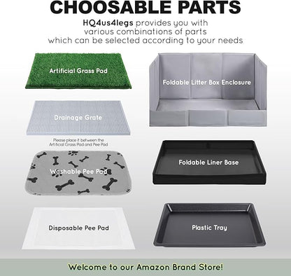 Dog Litter Box, Pee Pad Holder Foldable, Indoor Dog Potty Tray for Puppy & Medium Dogs, High Walls, Seamless, No Assembly, Waterproof, Easy to Clean, No Spill,Portable for Travel