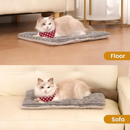 Self Warming Cat Bed, 30x22 Inch Reversible Two-Sided Use Self Heating Mat for Cats and Dogs, Washable Pets Crate Pad for Indoor & Outdoor Use, Non-Slip & Cozy Flannel Base