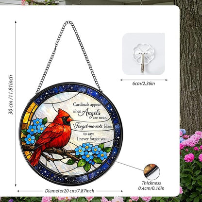 Cardinal Stained Glass Window Hanging, 7.8″ Sun Catchers Art Cardinal Decor Indoor Window, Decorative Suncatchers Hanging Ornaments Home Garden Gift for Housewarming Festival