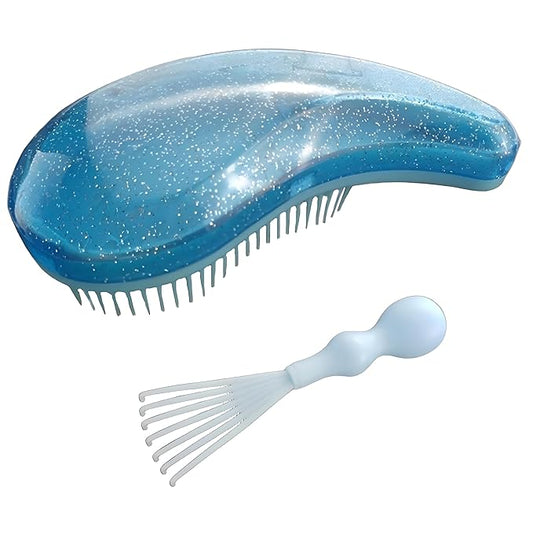 Gentle Grooming Puppy Brush with Gift Box ， Fit for Small Dog ， Yorkie, Shih Tzu, Maltipoo, Maltese and Pomeranian ，Toy Poodle Accessories, Soft Bristle (Glitter Blue)
