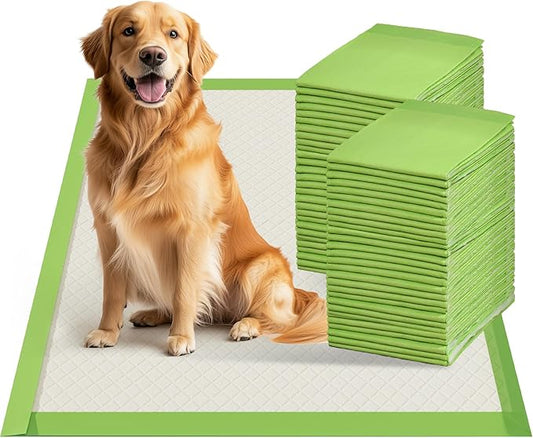 Gardner Pet Dog Pee Pads Extra Large 27.6"x33.5", XL Thicker ECO Green Disposable XLarge Puppy Training Pads Super Absorbent Full Edge-Wrapping Pad for Dogs, Puppies, Doggie, Cats, Rabbits-(30 Count)