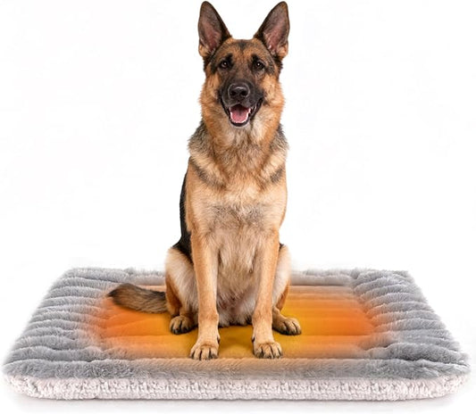 Self Warming Cat Bed, 30x22 Inch Reversible Two-Sided Use Self Heating Mat for Cats and Dogs, Washable Pets Crate Pad for Indoor & Outdoor Use, Non-Slip & Cozy Flannel Base