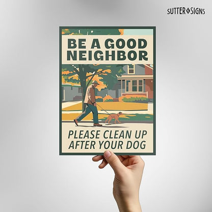 2pk Clean Up After Your Dog Signs | No Dog Poop Signs for Yard Lawn | Corrugated Plastic with H-Frame Metal Stakes, 9" x 12"