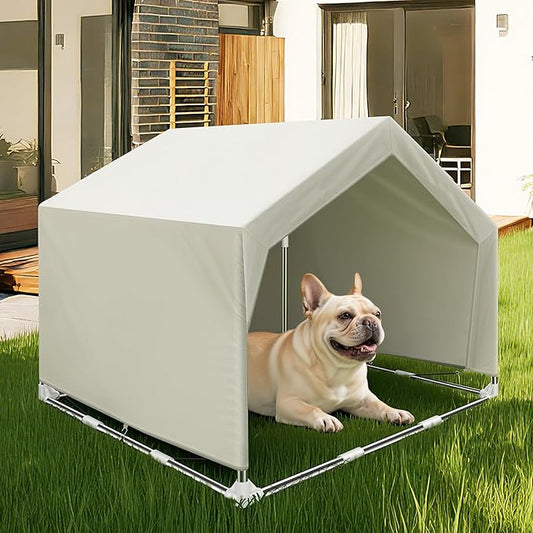 Outdoor Large Pet Shade Shelter Tent - Stainless Steel Frame with Ground Stakes for Stability, Spacious Sun Canopy for Dogs, Cats & Other Pets