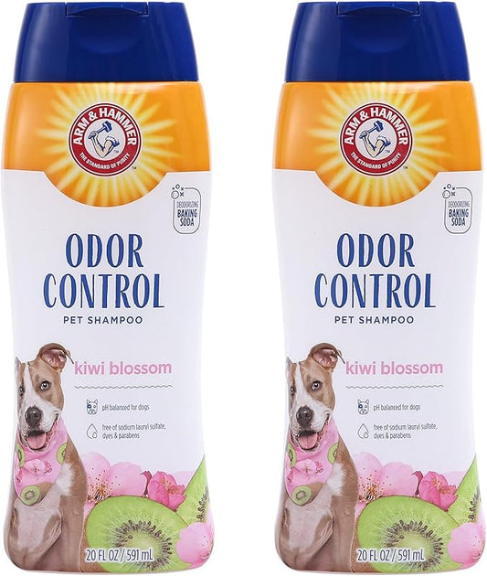 Arm & Hammer Deodorizing Dog Shampoo with Baking Soda for Odor Control, Tearless Moisturizing Formula for Sensitive Skin, Fresh Kiwi Blossom Scent, Safe for Dogs and Puppies, 20 Fl Oz - 2 Pack