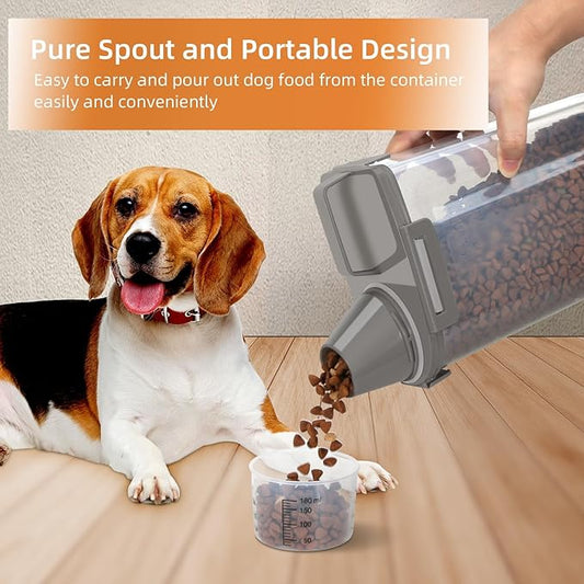 Airtight Small Cat Dog Pet Food Storage Containers BPA Free, with Large Pour Spout/1 Measuring Cup/ 4 Safety Locks and Double-layer Silicone Strip (Olive Gray x 2, 3L-2pack)