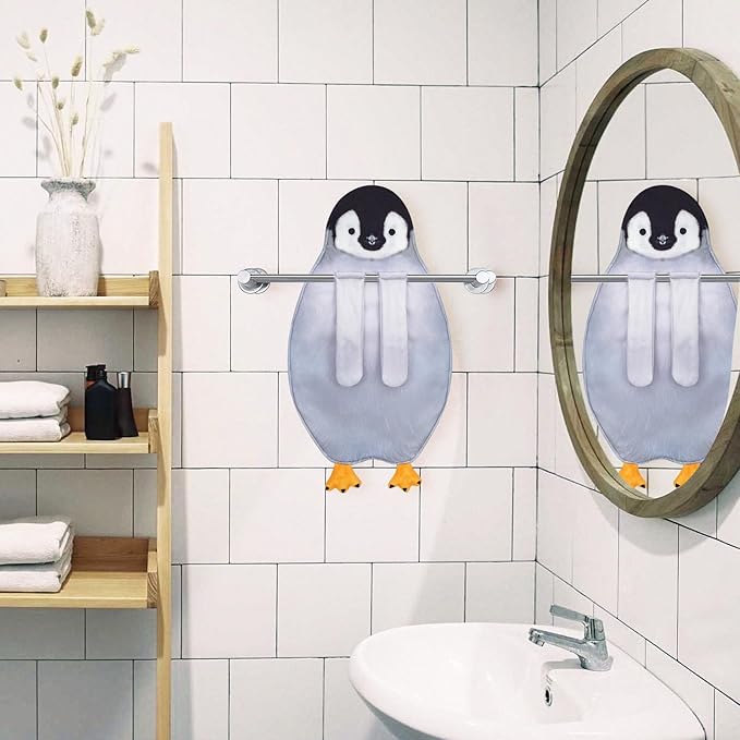 AGRIMONY Penguin Funny Hand Towels for Kitchen Bathroom - Cute Penguin Gifts for Kids Women Men Teens- Easter Valentines Mothers Fathers Housewarming Christmas Birthday Gifts for Animals Lovers