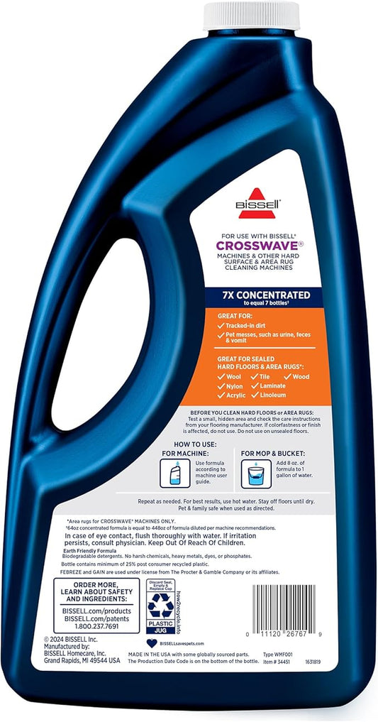 Bissell® Multi-Surface with Febreze + Gain, 34451, 64 oz, Safe of Sealed Hard Floors and Area Rugs, Dissolves Dirt, Grime, and Tough Sticky Messes, Febreze Original Gain Scent