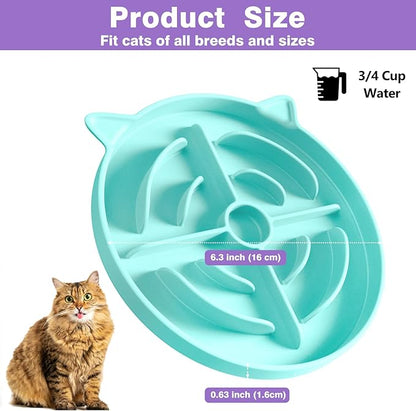 MateeyLife 2 Pcs Silicone Slow Feeder Cat Bowl, Puzzle Feeder Cat Food Dish, Non-Slip Silicone Bowl for Cats, Suitable for Dry and Wet Foods, Puppy Bowls to Slow Down Eating, Prevent Overeating