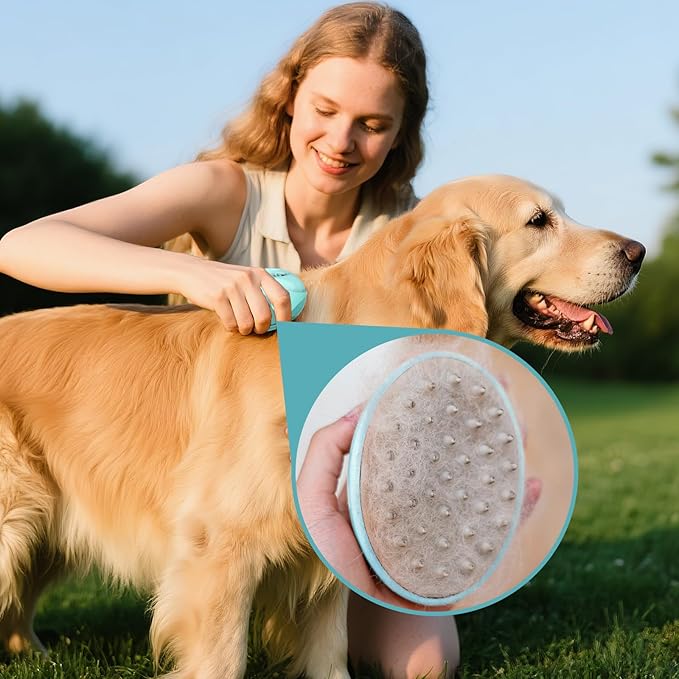 Pet Grooming Brush for Long & Short Hair Dogs Cats,Multi-Purpose Silicone Massage & Bath Brush for Pets,Promotes Shiny Coats,White