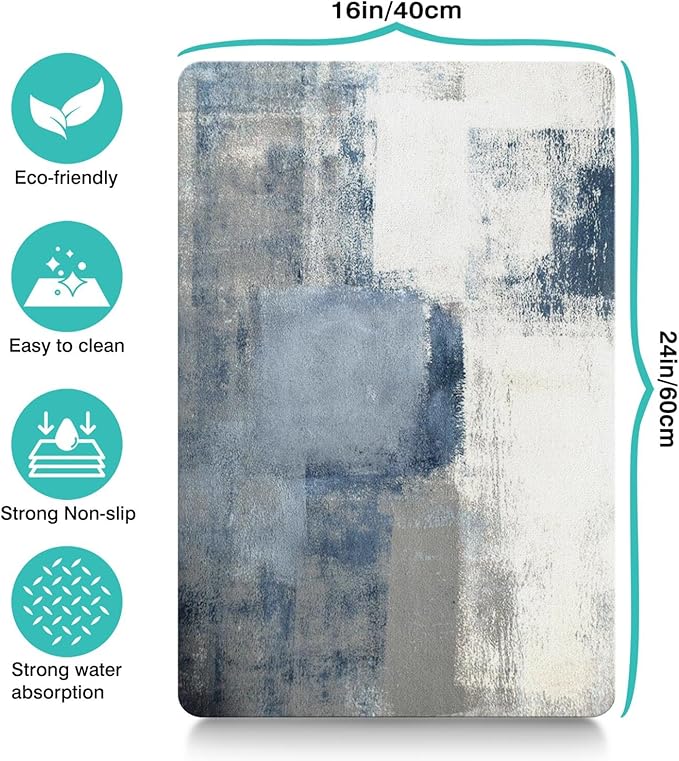 Dog Food Mats for Floors Absorbent, Cat Food Mat - Pet Cat Feeding Mat Quick Dry, Dog Bowl Mats for Water, Pet Supplies Feeding Placemat 16" x 24" Tie-Dye Light Gray