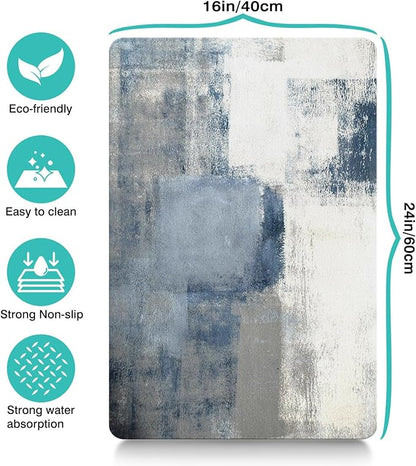 Dog Food Mats for Floors Absorbent, Cat Food Mat - Pet Cat Feeding Mat Quick Dry, Dog Bowl Mats for Water, Pet Supplies Feeding Placemat 16" x 24" Tie-Dye Light Gray