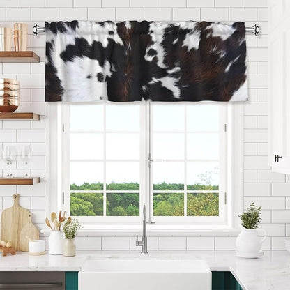 Cowhide Curtain Valance Short Rod Pocket Window Treatment for Living Room Bedroom Kitchen Bathroom 1 Panel 54" W x 18" L