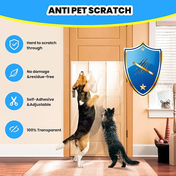 Petslucent Cat Scratch Furniture Protector: Cat Anti Scratch Tape - Door Protector from Dog Scratching - Clear Training Self Adhesive Tape for Carpet, Sofa, Couch, Door (197in x 7.9in)