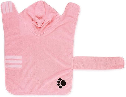 Bone Dry Pet Robe Collection Embroidered Absorbent Microfiber Bath Robe with Adjustable Closure, for Dogs & Cats, Large, Pink