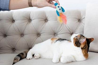 Pearhead Pawstronaut Cat Toy Set, Feather Teaser and Rattle Catnip Toy Set, Must Have Pet Accessories