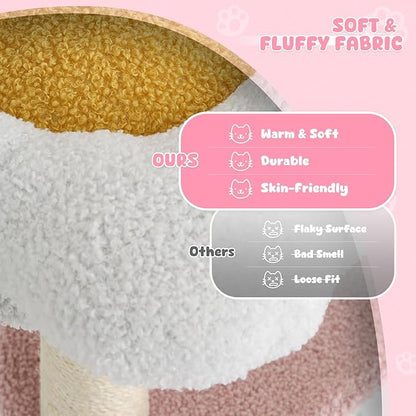 Magshion Flower Cat Tree for Indoor Cats, 33" Cute Cat Tower with Scratching Post, Condo, Top Flower Perch and Dangling Balls, Compact Cat Stand for Kittens, Pink