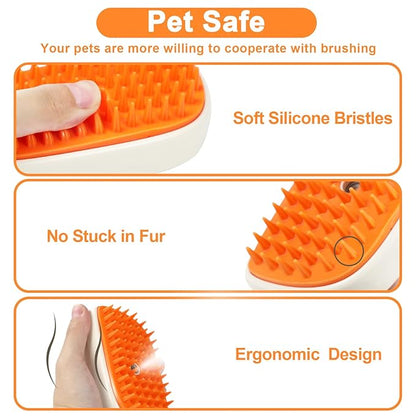 Nepfaivy Cat Steam Brush for Shedding - Steamy Cat Brush for Indoor Cats, Rechargeable Steaming Dog Brush, Pet Spray Hair Removal Comb for Massage, Spritz Defur Comb Mist Water Steamer