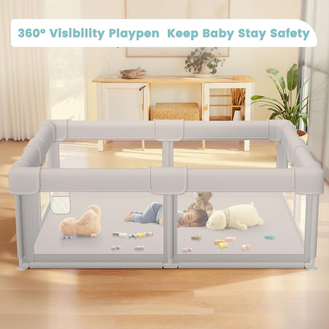 Baby Playpen Baby Playard, Play Pen for Babies and Toddlers with Gate, 50x50 Fence, Sturdy Safety Playpen, Indoor & Outdoor Kids Activity Center