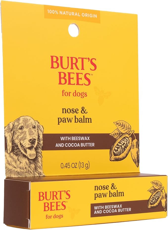 Burt's Bees for Pets Nose and Paw Balm with Beeswax & Cocoa Butter, 100% Natural Origin Dog Paw Pad Balm for Dry Cracked Paws & Noses, pH Balanced, Paraben & Sulfate Free, Made in the USA, 0.45 Oz
