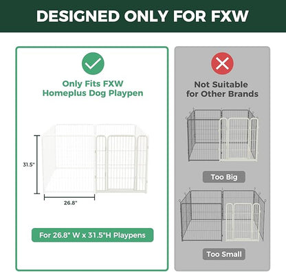 FXW Homeplus Unleashed Dog Playpen Designed for Indoor Use, 1 Add-on Gate, 32" Height for Small and Medium Dogs, White│Patented