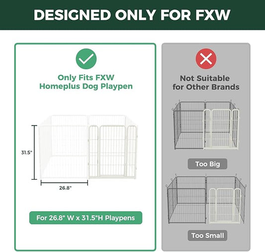 FXW Homeplus Unleashed Dog Playpen Designed for Indoor Use, 1 Add-on Gate, 32" Height for Small and Medium Dogs, White│Patented