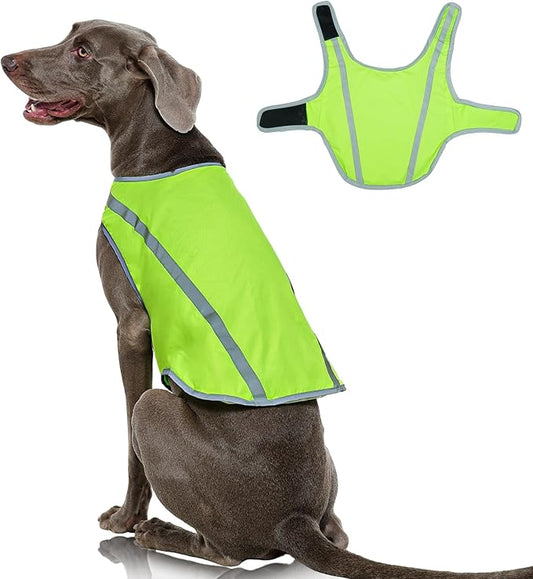 FUAMEY Dog Reflective Vest for Large Dogs,Dog Hunting Vest High-Visibility Dogs Safety Vest for Night Walking Water-Resistant Service Pet Gear Adjustable Outdoor Activities Neon Green XXL