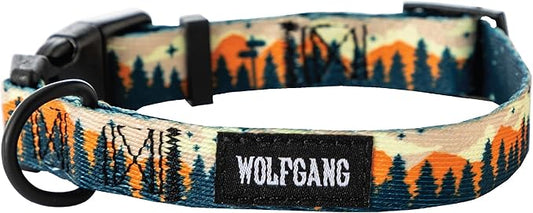 Wolfgang Heavy Duty, Adjustable Dog Collar with Quick Release Nylon Buckle for Walking & Training, Overland Print, Large