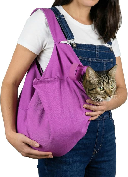 Cat-in-the-Bag Cozy Comfort Carrier - Small Lavender Pet Carrier and Cat Carrier Soft for Grooming, Vet Visits, Medication Administration, Dental Care, and Nail Trimming