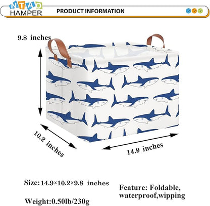 Rectangular Storage Basket,Collapsible Gift Basket with Handles,Kids Toys/Books Box,Room Decor(Shark)