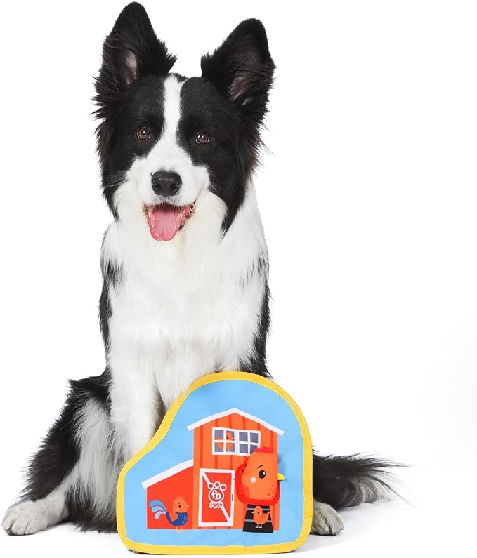 Fisher-Price for Pets Chicken Coop Peek-a-Boo Burrow Dog Toy, Flattie Style Pet Plush, Developmental Toys for Dogs