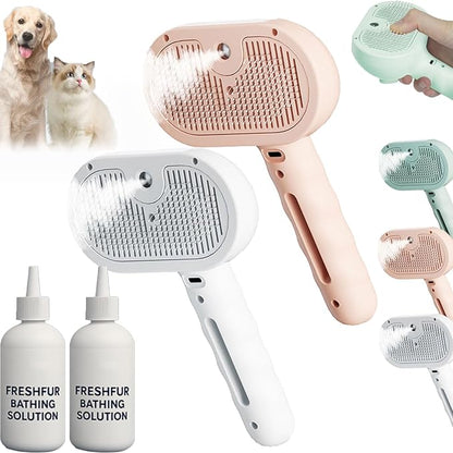 Shower Brush for Dogs, 3-in-1 Pet Grooming Brushes with Steam & Self-Cleaning Silicone Bristles