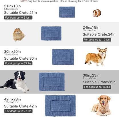 BVAGSS Reversible Dog Crate Pad, Memory Foam Pet Bed Mat, Soft Warm Machine Washable Sleeping Kennel Mattress for Small Medium Dogs XH079 (24''x18''x1.6'',Navy)