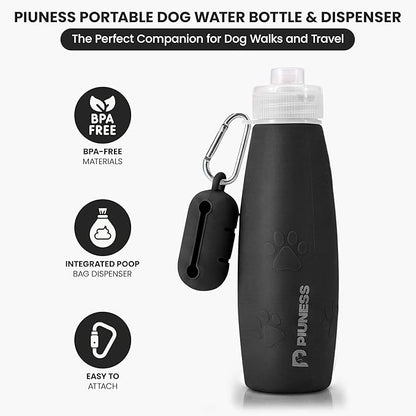 Ultimate 2-in-1 Dog Walk Essential – Portable Pee Cleaning Bottle + Detachable Poop Bag Dispenser (Black)